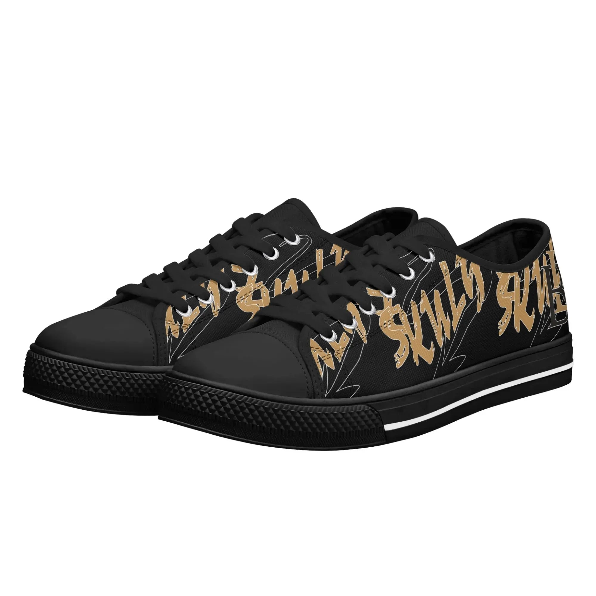 Skulyz Women’s Venom Black Low-Top Sneakers - Bloodline Streetwear LLC